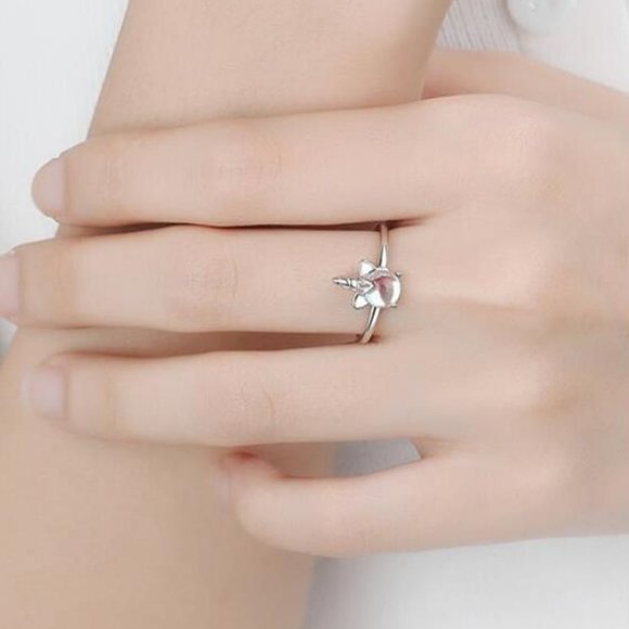 Sterling Silver Moonstone Unicorn Adjustable Ring - Picture 5 of 8